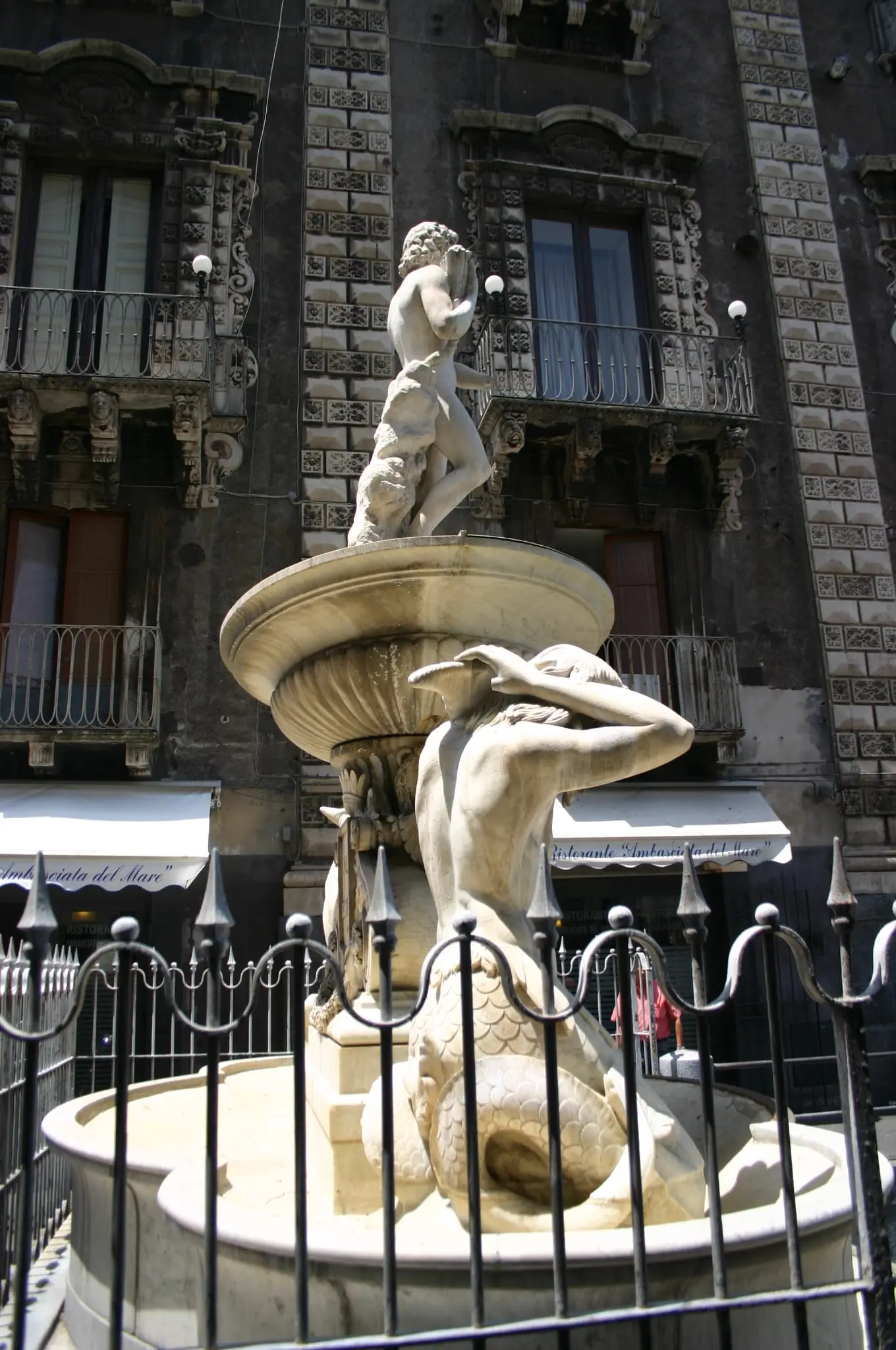 The Amenano Fountain in Catania near Piazza Duomo