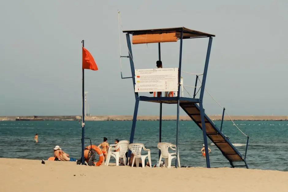 Lifeguard station on a sunny beach in Catania, Sicily, perfect for summer recreation.